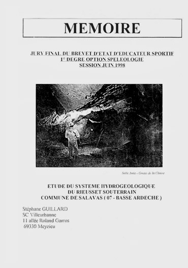 GUILLARD Stéphane (1998) Étude du système hydrogéologique du Rieusset ...